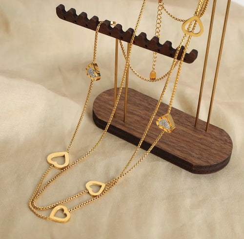 Long Heart Station Necklace